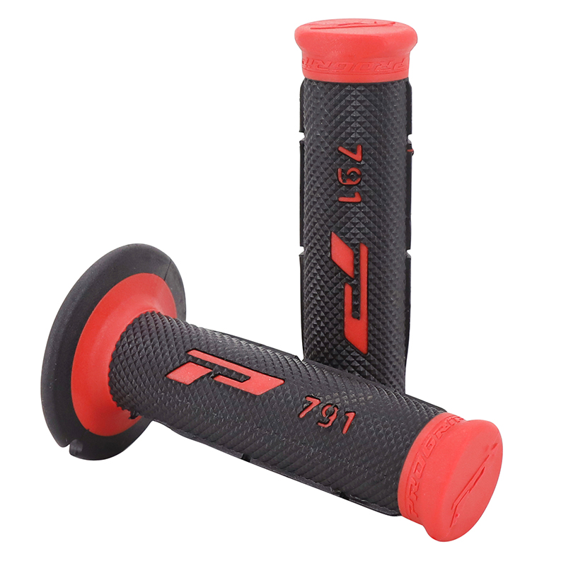 Revêtement de poignée Progrip 791 double densité base rouge-noir closed end 115 mm (paire)