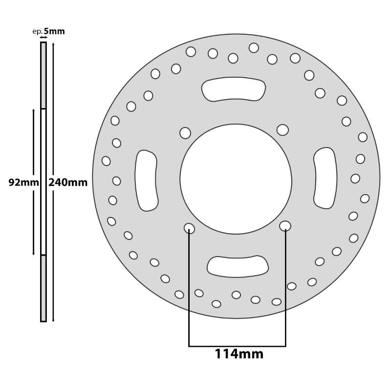 Disque de frein adaptable yamaha 125-250 XMAX 2006+2013 ar (OEM: 1b9-f582w-01-00) (ext 240MM - int 92MM - 4 trous) -P2R - vue 2