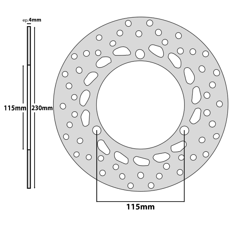 Disque de frein avant adaptable Yamaha 125 N-Max 2015+ P2R (Ø230 mm - Ø115 mm - 3 trous) - vue 2