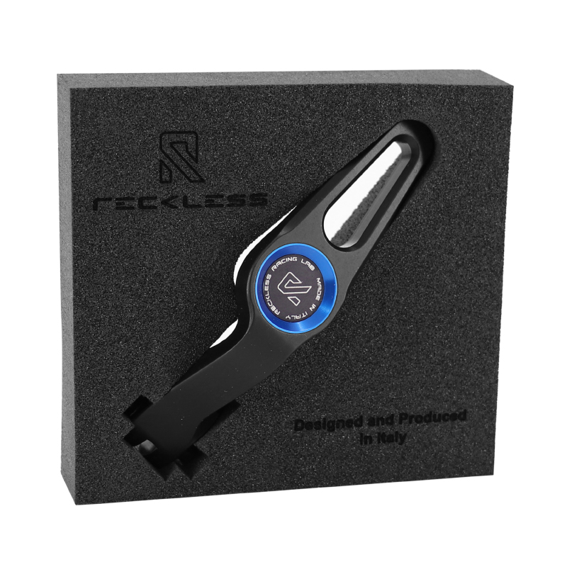 Levier de frein parking Reckless aluminium Yamaha 530 TMAX 2017-2019 noir-bleu - vue 3