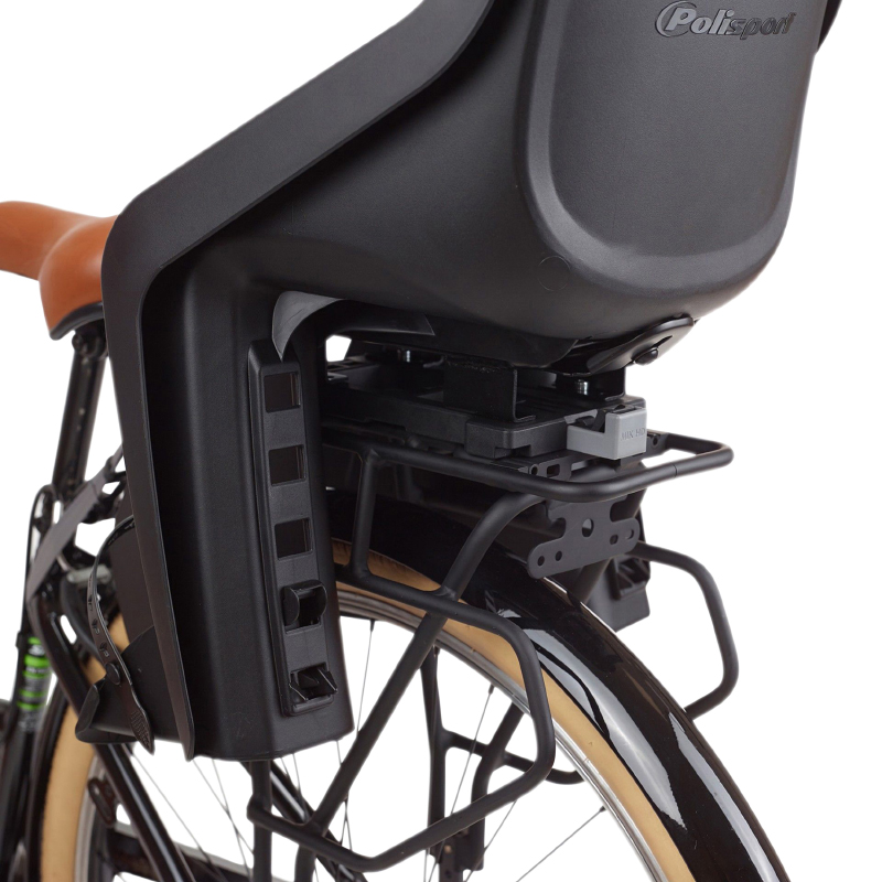 Porte bebe-siege enfant arriere Polisport a fixer sur porte bagage fixation etau bubbly maxi mik HD noir coussin gris (9 a 22KGS) homologue en 14344 compatible systeme " mik HD " uniquement - vue 6