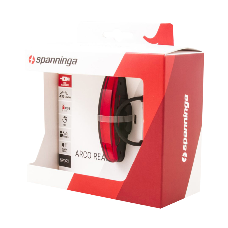 Éclairage vélo USB arrière Spanninga Arco noir 3 fonctions - vue 2
