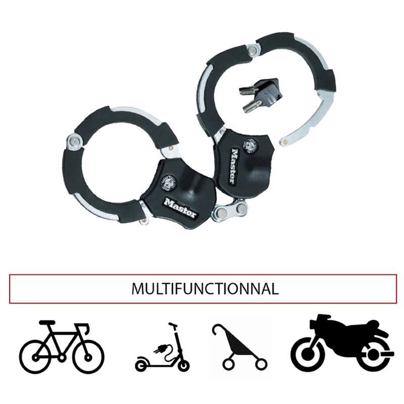 Antivol vélo trottinette à menotte Masterlock Street Cuff L36 cm avec 4 clés niveau sécurité 9 - vue 2