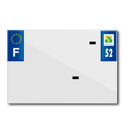 Bande plaque moto 210X145 pour PVC avec raison sociale dep. 52-EURO (vendu a l'unite)