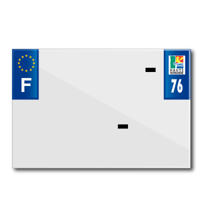 Bande plaque moto 210X145 pour PVC avec raison sociale dep. 76-EURO (vendu a l'unite)