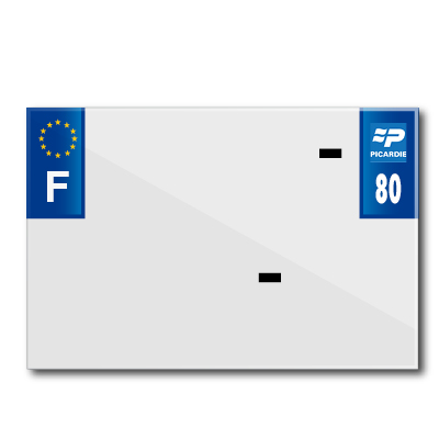 Bande plaque moto 210X145 pour PVC avec raison sociale dep. 80-EURO (vendu a l'unite)