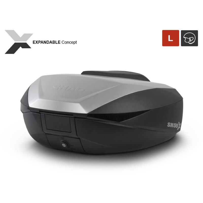 Top case Shad SH59X expandable aluminium 59L avec platine (3 volumes possibles 46-52-59L) contenance 2 casque integral (D0B59200) - vue 2
