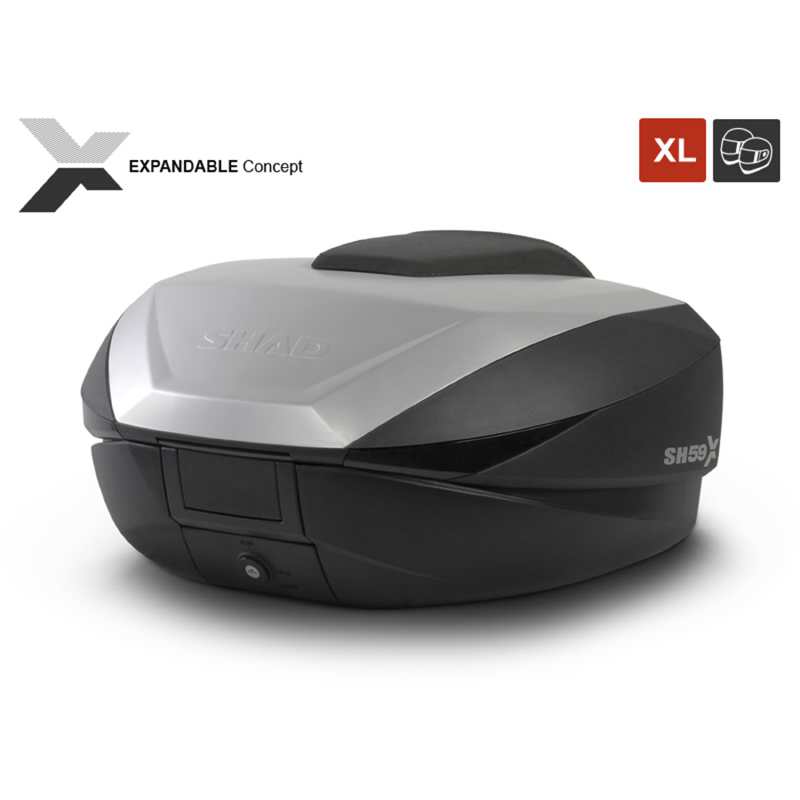 Top case Shad SH59X expandable aluminium 59L avec platine (3 volumes possibles 46-52-59L) contenance 2 casque integral (D0B59200) - vue 3
