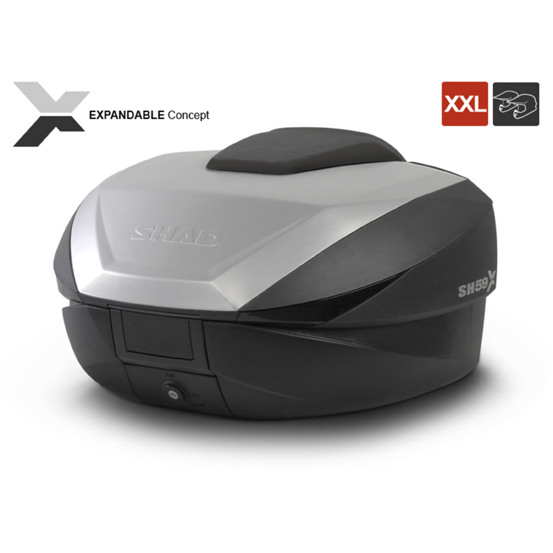 Top case Shad SH59X expandable aluminium 59L avec platine (3 volumes possibles 46-52-59L) contenance 2 casque integral (D0B59200) - vue 4