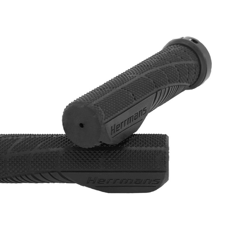 Poignées City Herrmans Shark Lock Fin ergonomiques noir L130mm serrage collier blanc (paire) - vue 2