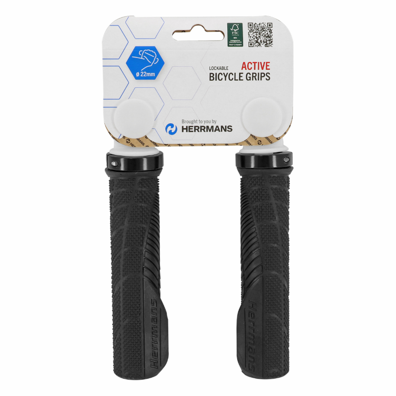 Poignées City Herrmans Shark Lock Fin ergonomiques noir L130mm serrage collier blanc (paire) - vue 4