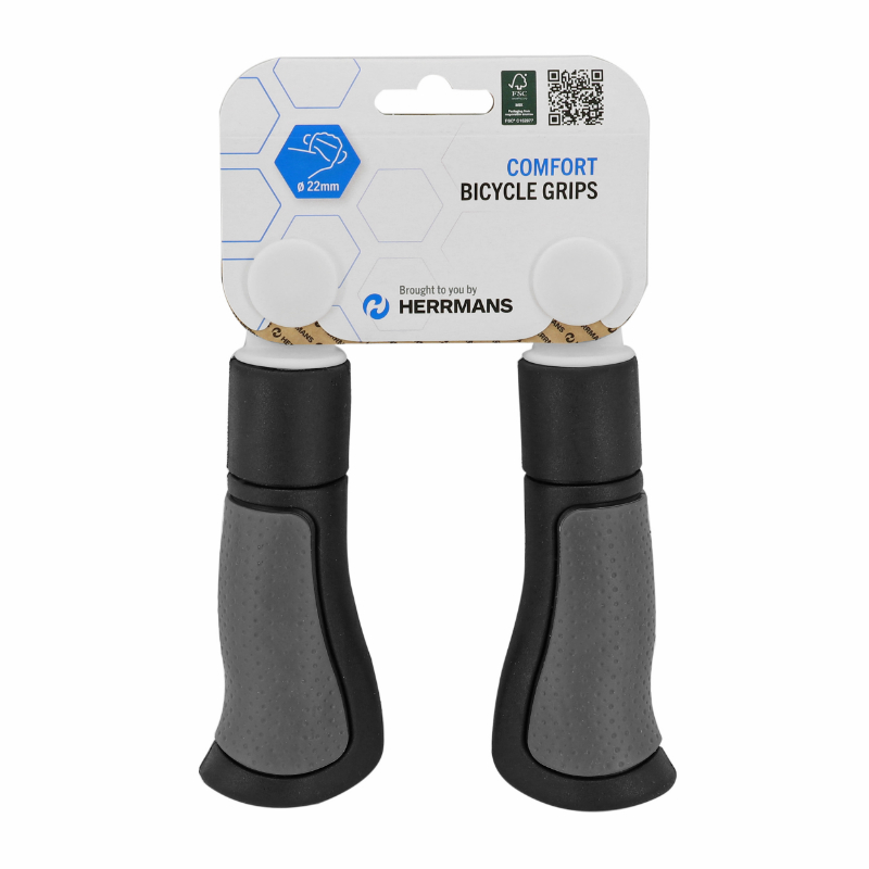 Poignée City Herrmans Ergo Bi-Densité Ergonomique Noir-Gris L120MM Recoupable 90MM (Paire) - vue 2