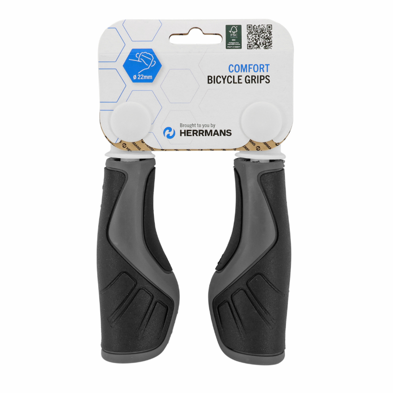 Poignée City Herrmans Oxy Ergo Bi-densité Ergonomique Noir-Gris L120mm (Paire) - vue 2