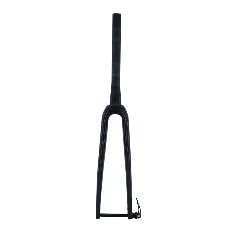 Fourche route 700C carbone 3K droite pivot carbone conique lisse 1"1-2 en bas et 1"1-8-28,6 exterieur, pour frein a disque et axe traversant 12MM 395GRS - vue 2