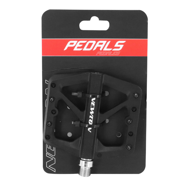 Pédales VTT plateforme descente Newton noir fibre axe alu filetage 9-16 avec picots interchangeables (paire) - vue 3