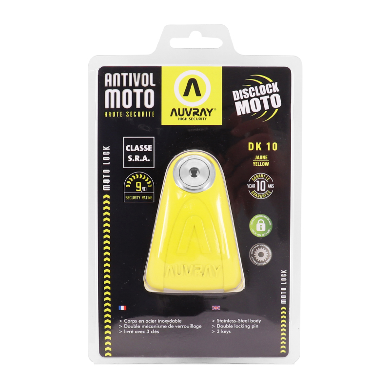 Antivol bloque disque Auvray DK10 diam 10 mm jaune classe SRA - vue 4
