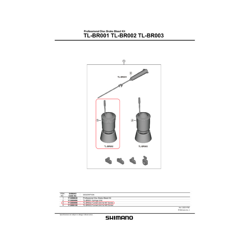 Outil adaptateur purge frein disque entonnoir Shimano route gravel fixation vis M7 Y13000090 - vue 5