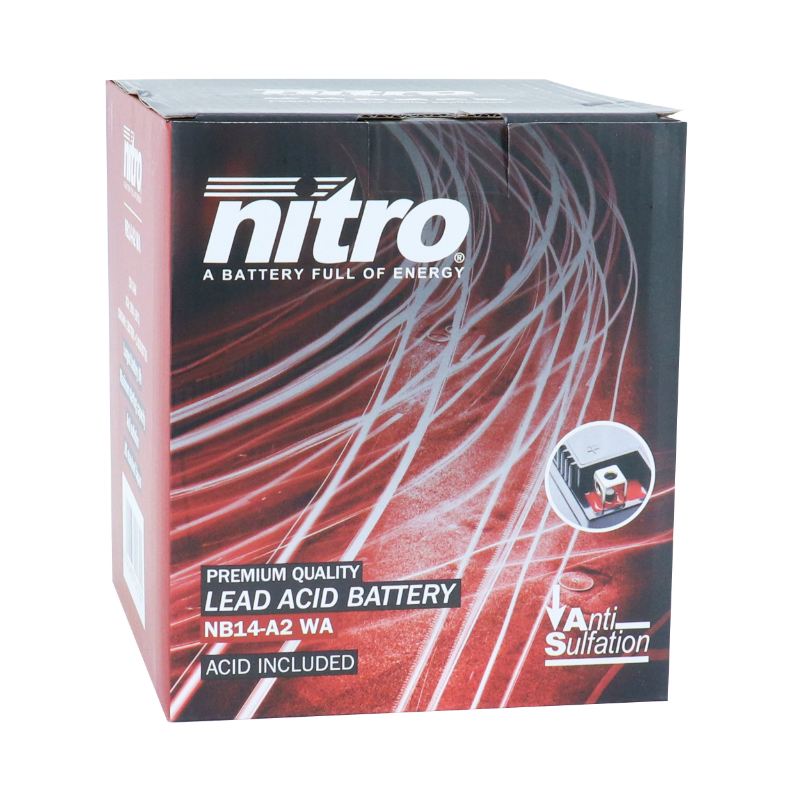 Batterie 12V 14 ah NB14-A2 Nitro conventionnelle avec entretien (lg134xl89xh166mm) (equivalent YB14-A2) - vue 4