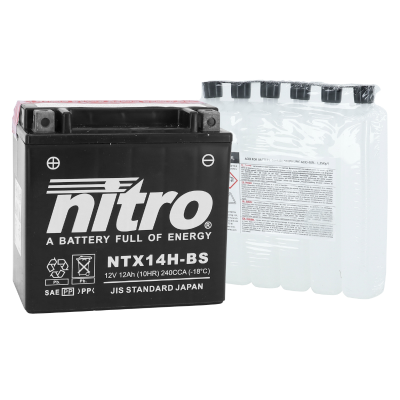 Batterie 12V 12 ah NTX14H-BS Nitro MF sans entretien avec pack acide (lg150xl87xh145mm) - vue 2