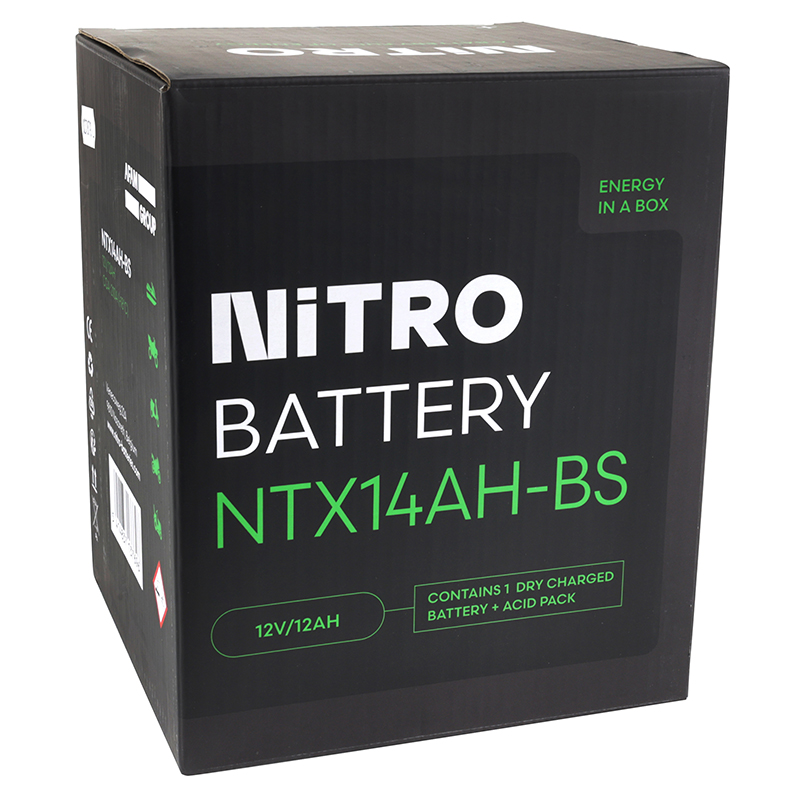 Batterie 12V 12 ah NTX14AH-BS Nitro MF sans entretien avec pack acide (lg134xl89xh166mm) - vue 4