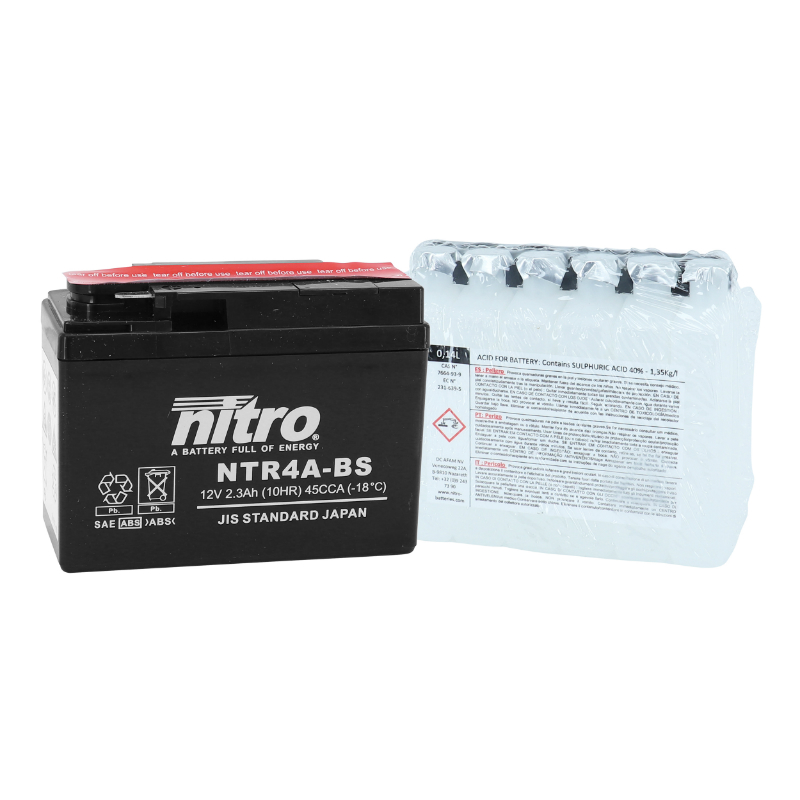 Batterie 12V 2,3 ah NTR4A-BS Nitro MF sans entretien avec pack acide (lg114xl49xh86mm) - vue 2