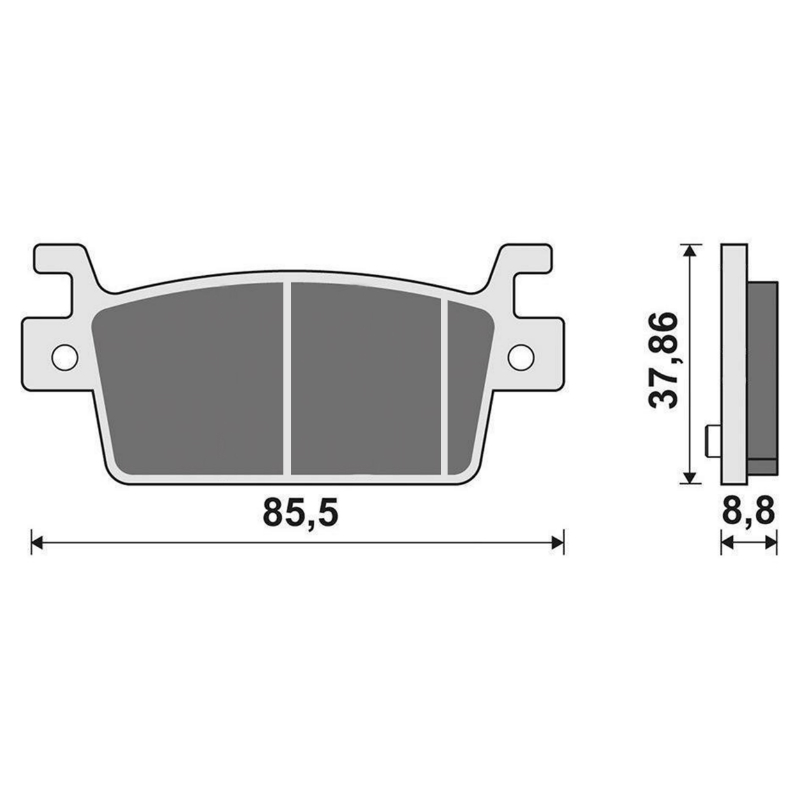 Plaquette de frein Newfren pour kymco 550 ak 2017+ ar, 550 CV3 2022+ ar (l 85,5MM - h 37,9MM - p 8,8MM) (FD0570BE) (elite organique) - vue 2