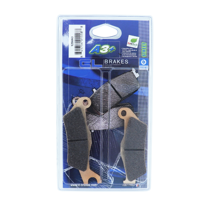 Plaquette de frein CL Brakes pour Suzuki 125 GSX-R, GSX-S 2017+ avant (1 jeu de 2 plaquettes) - 1258 A3+ touring métal fritté - vue 3