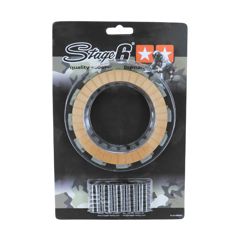 Disque d'embrayage Stage 6 racing carbone pour Derbi 50 Senda, GPR Gilera 50 SMT, RCR (kit complet 4 disques garnis) - vue 2