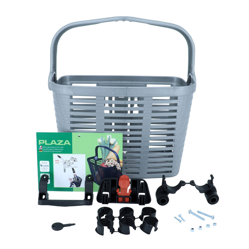 Panier avant plastique gris BELLELLI pour e-bike - largeur 90 mm - poids max 5 kg - vue 2