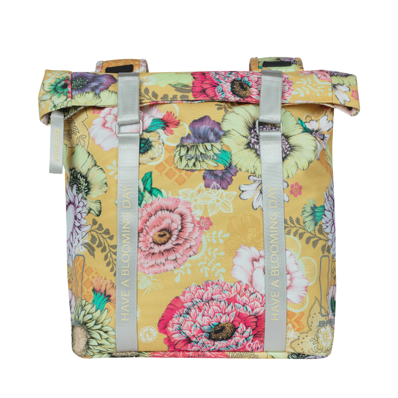 Sacoche arriere velo double Basil bloom field 28-35L jaune honey fixation crochet-ressort (30X15X33CM) - vue 2
