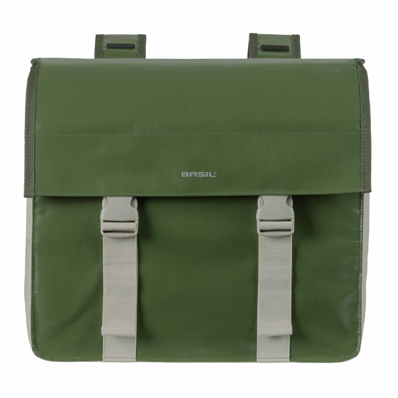 Sacoche arriere velo double Basil urban load impermeable vert - sable 48-53L (41X18X46CM) waterproof - vue 2