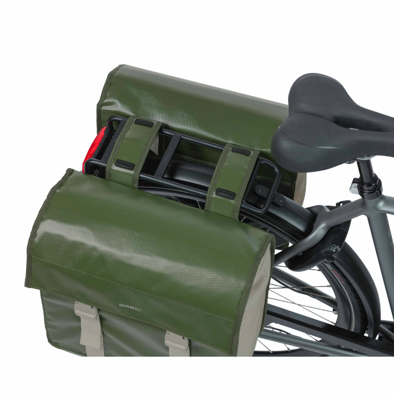 Sacoche arriere velo double Basil urban load impermeable vert - sable 48-53L (41X18X46CM) waterproof - vue 7