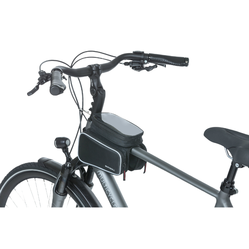 Sacoche de cadre vélo Basil design noir fixation velcro 1,5L avec 2 compartiments latéraux - vue 2