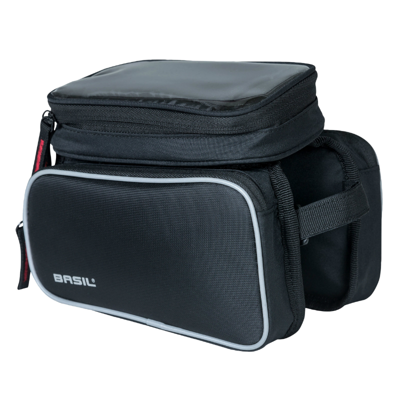 Sacoche de cadre vélo Basil design noir fixation velcro 1,5L avec 2 compartiments latéraux - vue 3