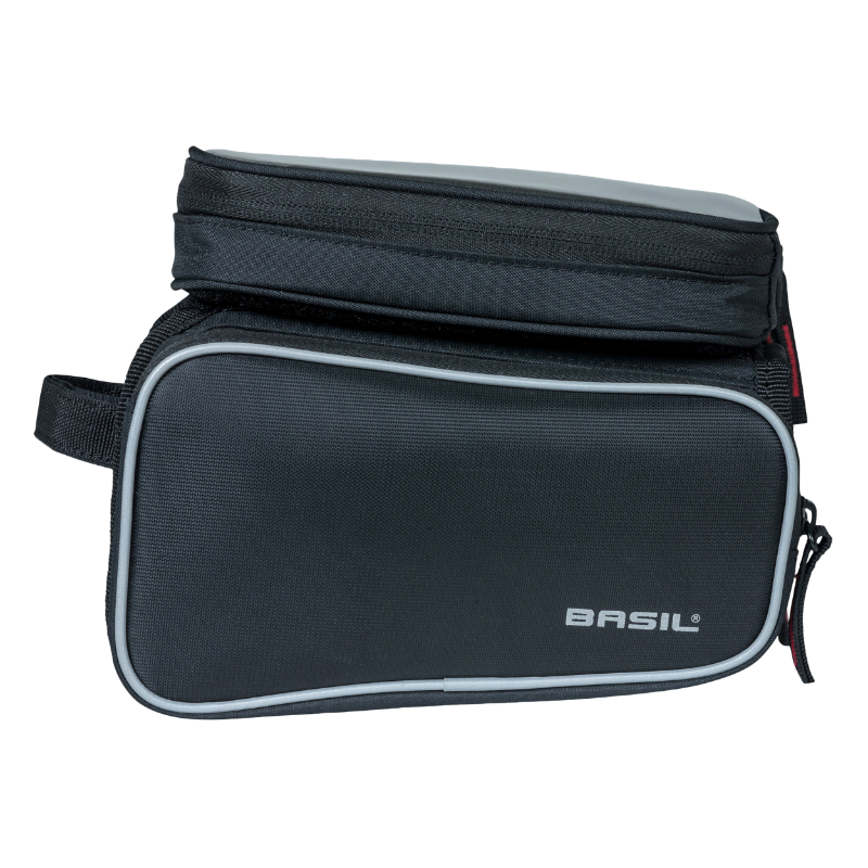 Sacoche de cadre vélo Basil design noir fixation velcro 1,5L avec 2 compartiments latéraux - vue 4