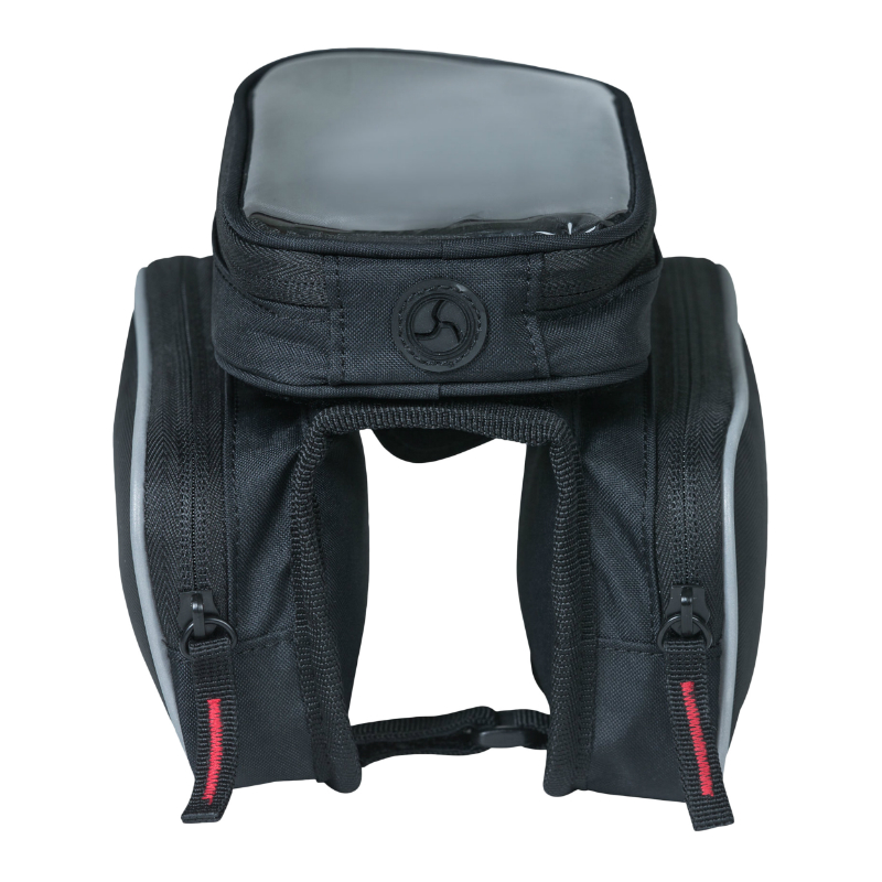 Sacoche de cadre vélo Basil design noir fixation velcro 1,5L avec 2 compartiments latéraux - vue 5