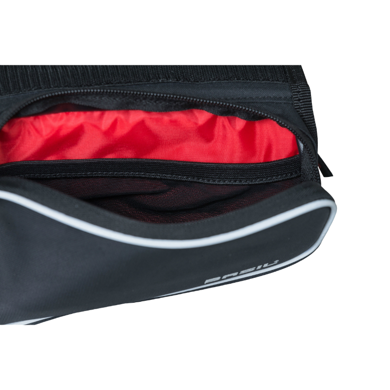 Sacoche de cadre vélo Basil design noir fixation velcro 1,5L avec 2 compartiments latéraux - vue 7