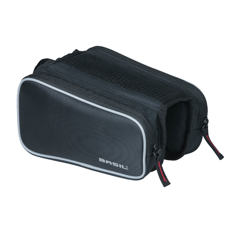 Sacoche de cadre vélo Basil design noir fixation velcro 1,5L avec 2 compartiments latéraux - vue 8