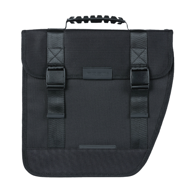 Sacoche arrière vélo latérale Basil Tour droit 14L noir fixation crochet 34x14x34cm - vue 2