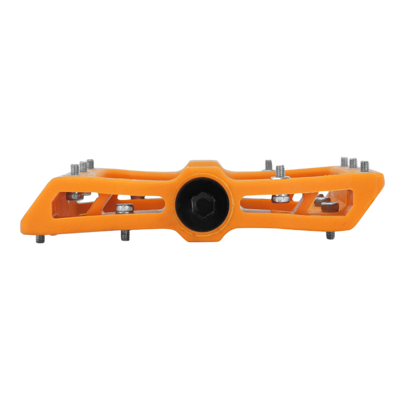 Pédales VTT plateforme descente SWITCH BMX Switch Jump résine orange filetage 9-16 avec picots argent (paire) - vue 2