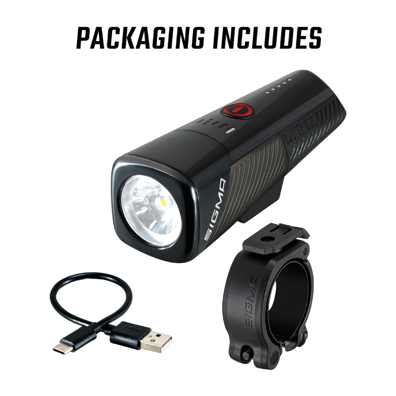 Eclairage velo usb avant Sigma buster 800 lumen visibilite 170M (autonomie 2H à 9H-JUSQU'A 30H mode flash) batterie iion recharge usb - fixation cintre - vue 3