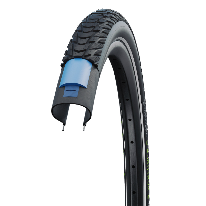 Pneu VTC Schwalbe Marathon E-Plus 700 x 38 TR noir renfort 5mm flanc réflex homologué VAE E50 - vue 2