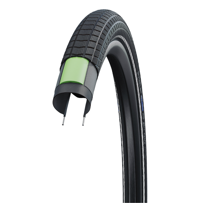 Pneu VTT urbain Schwalbe Big Ben Plus Addix 24 x 2.15 TR (55-507) Green-Guard homologué VAE E50 - vue 2