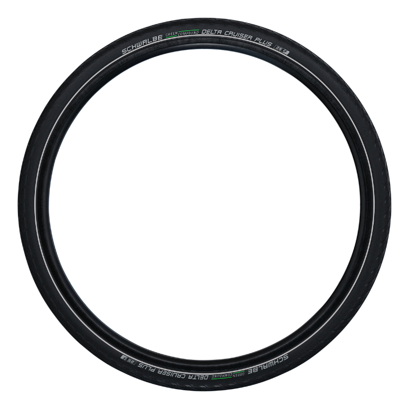 Pneu VTC Schwalbe Delta Cruiser Plus 700 x 38 noir renfort Green Guard flanc réflex TR - vue 3