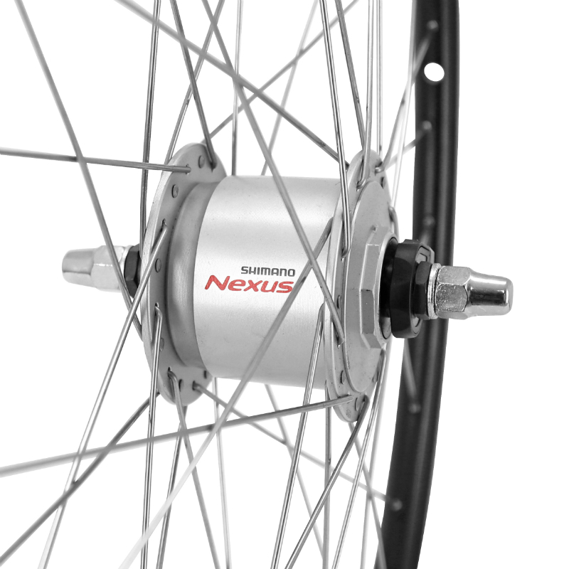 Roue VTC 700 x 35 - 28" ER10 noir avant moyeu écrou Shimano argent dynamo 6V 3W jante 19C - vue 4