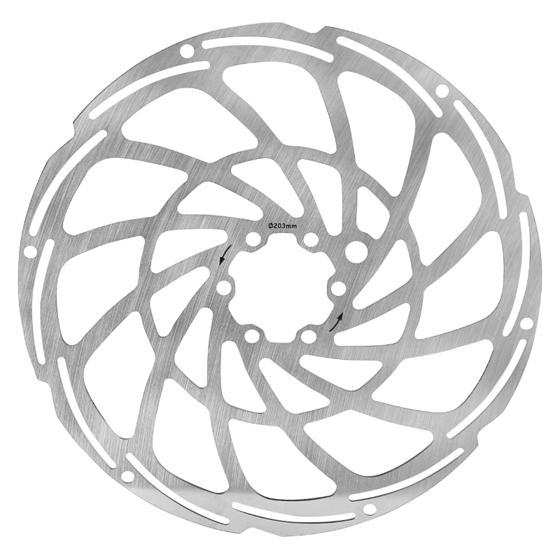 Disque de frein VTT 6 trous Newton brakco compatible shimano et autres 203 MM argent pour vae - e-bike avec renfort supplementaire de 2MM + 6 vis