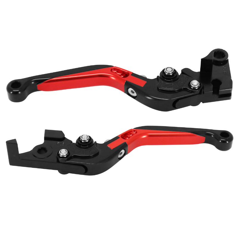 Levier de frein-embrayage réglable rétractable AVOC Yamaha MT-07 700 2014-2018 rouge anodisé CNC (paire) - vue 2