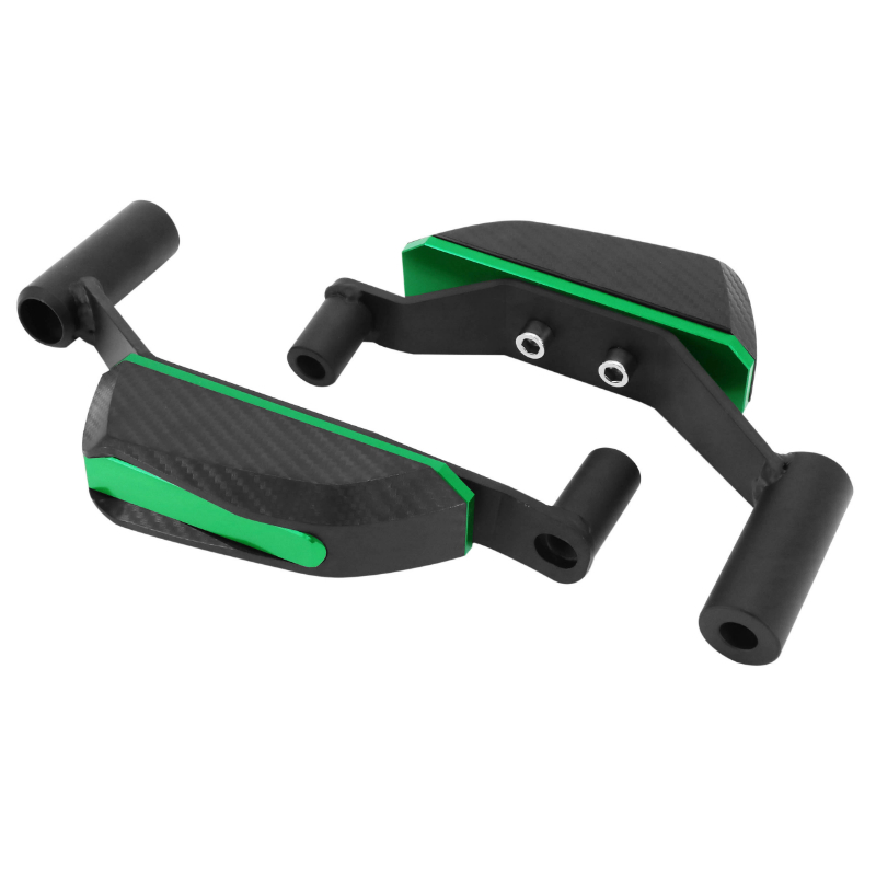 Tampon de protection moto AVOC Kawasaki Z900 alu CNC anodisé carbone noir-vert Ø 10 mm (paire) - vue 2