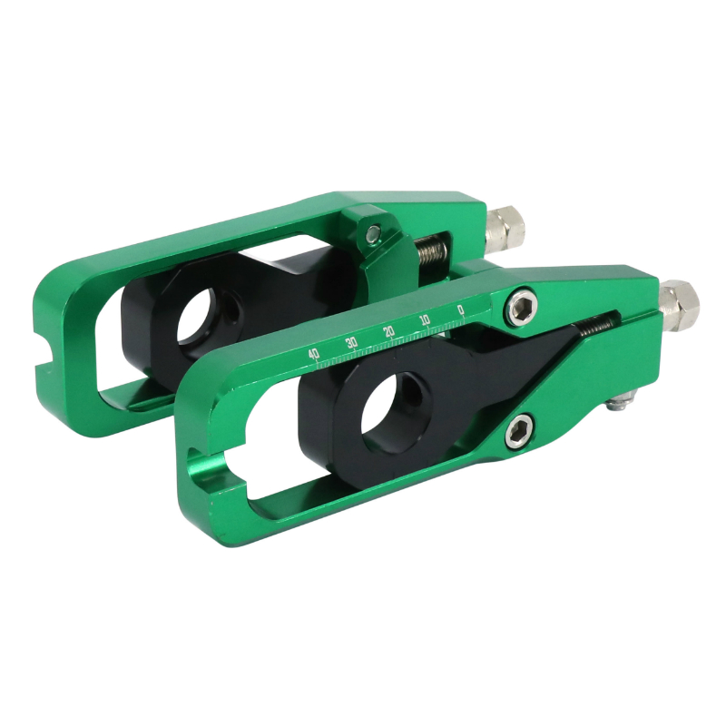 Tendeur-ajusteur de chaîne AVOC Kawasaki Z900 900 alu CNC anodisé vert (paire) - vue 2