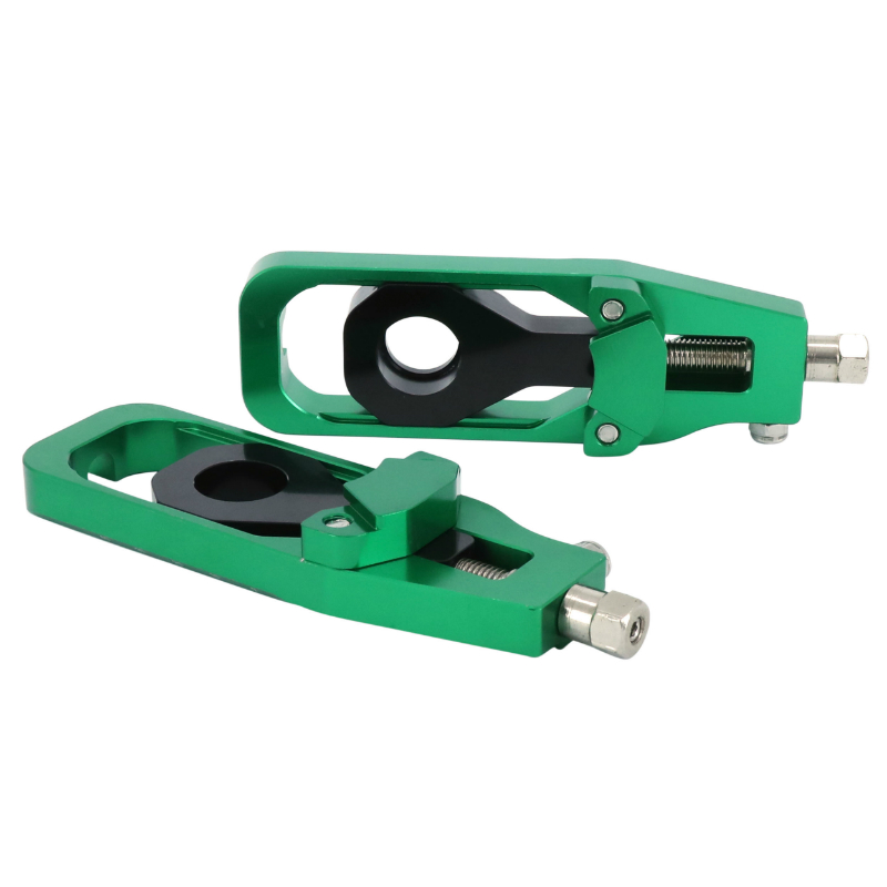 Tendeur-ajusteur de chaîne AVOC Kawasaki Z900 900 alu CNC anodisé vert (paire) - vue 3